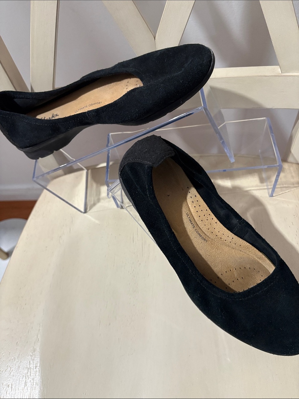 Clarks Black Suede Ballet Flats
